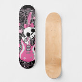 Skateboard Crâne de fille avec guitare rose (Recto)