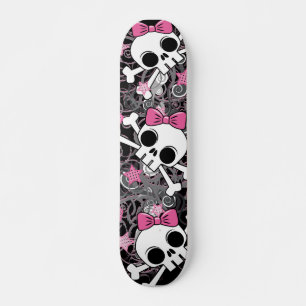 Skateboard Crâne de fille et os croisés