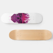 Skateboard Crâne de flamme - rose chaud (Horz)