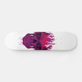 Skateboard Crâne de flamme - rose chaud (Horz)