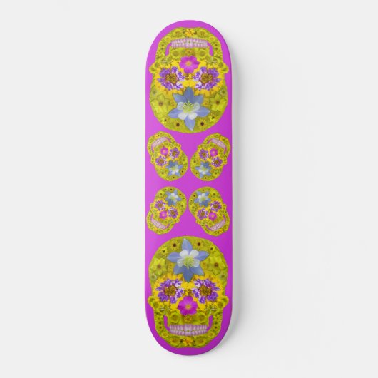 Skateboard Crâne de fleurs 3 (Recto)