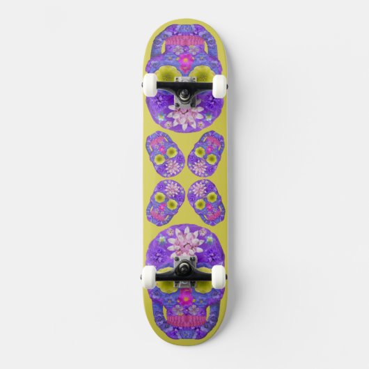 Skateboard Crâne de fleurs 5 (Recto)