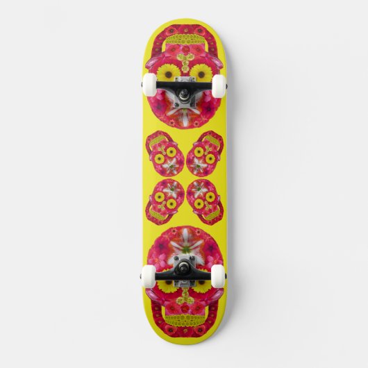 Skateboard Crâne de fleurs 6 (Recto)