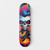 Skateboard Crâne de rockeur avec mohawk (Recto)