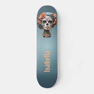 Skateboard Crâne de sucre multicolore gras