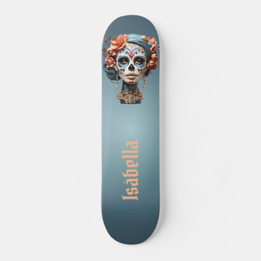 Skateboard Crâne de sucre multicolore gras (Recto)