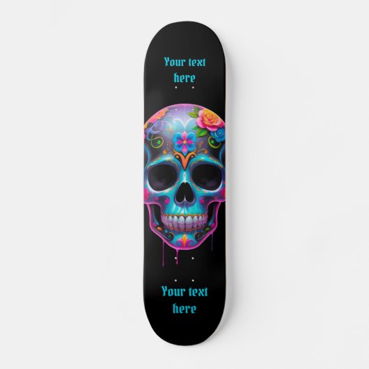 Skateboard Crâne de sucre multicolore gras (Recto)