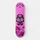 Skateboard Crâne de sucre noir sur marque Pink Dd (Recto)