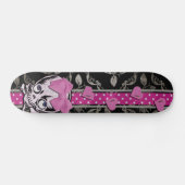 Skateboard Crâne déplaisant de fille avec l'arc rose sur la (Horz)