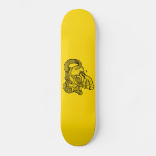 Skateboard Crâne Diable Tête Noir et Jaune