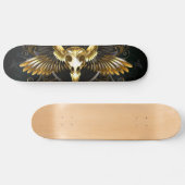 Skateboard Crâne d'oiseaux dorés sur arrière - plan noir (Horz)