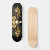 Skateboard Crâne d'oiseaux dorés sur arrière - plan noir (Recto)