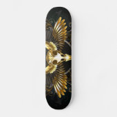 Skateboard Crâne d'oiseaux dorés sur arrière - plan noir (Recto)