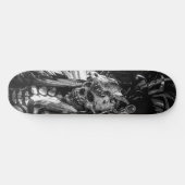 Skateboard Crâne effrayant Noir & Blanc Joyeux Halloween (Horz)