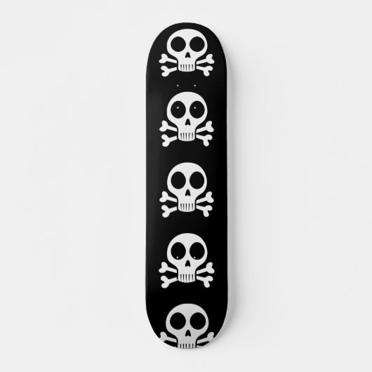 Skateboard crâne effrayant sur fond noir (Devant)