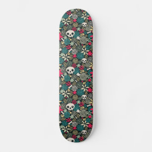 Skateboard Crâne en fleurs