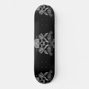 Skateboard Crâne et étoiles avec Roses et fusils croisés