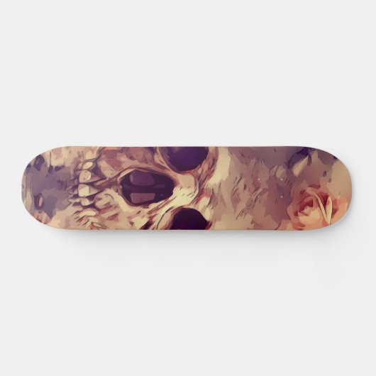 Skateboard Crâne et fleurs (Horz)