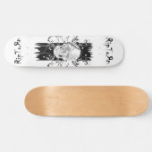 Skateboard Crâne et plate-forme noire et blanche en filigrane (Horz)