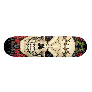 Skateboard Crâne et roses avec la couronne des épines par A