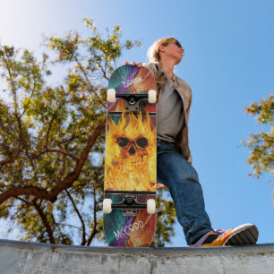 Skateboard Crâne flamboyant