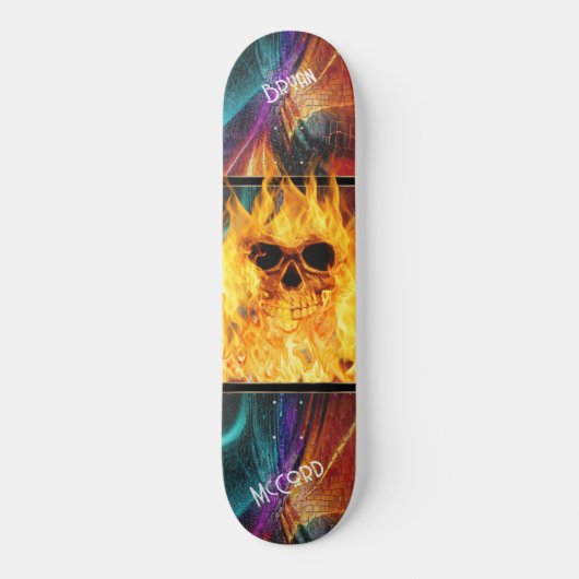 Skateboard Crâne flamboyant (Recto)