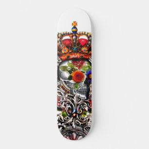 Skateboard Crâne floral couronné