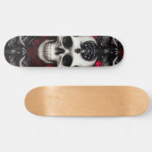 Skateboard Crâne foncé et gothique et Rose (Horz)