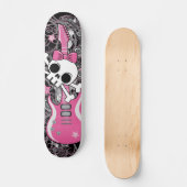 Skateboard Crâne Girly avec la guitare rose (Recto)