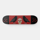Skateboard Crâne gothique et ravens du gardien Halloween (Horz)
