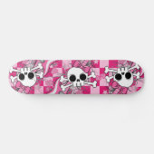 Skateboard Crâne mignon avec la guitare rose (Horz)