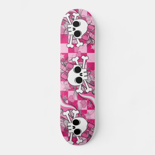 Skateboard Crâne mignon avec la guitare rose (Recto)