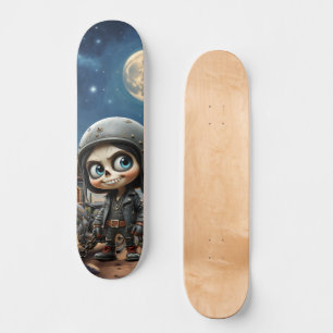 Skateboard Crâne Mignon Motard Balade au Clair de Lune à Tr