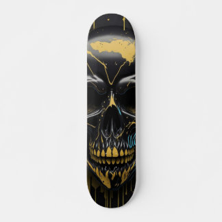 Skateboard Crâne noir et or - conception de crânes numériques