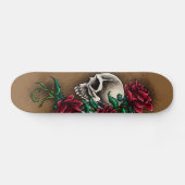 Skateboard Crâne occidental avec les roses rouges et le (Horz)