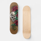 Skateboard Crâne occidental avec les roses rouges et le (Recto)