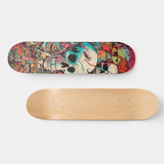 Skateboard Crâne psychédélique coloré (Horz)