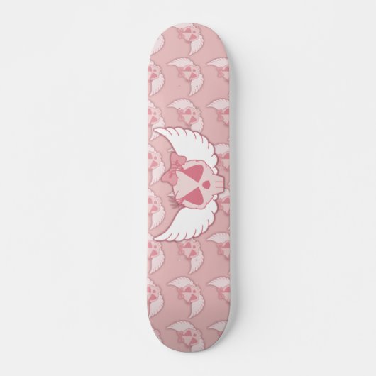 Skateboard Crâne rose avec planche à roulettes (Devant)