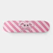 Skateboard Crâne rose de lapin de Kawaii (Horz)