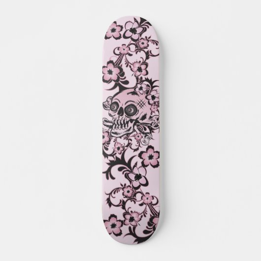 Skateboard Crâne rose de tatouage (Devant)