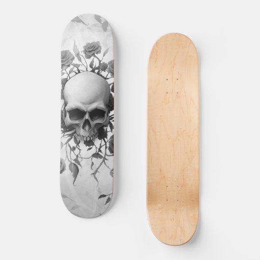 Skateboard Crâne Rose gothique foncé (Recto)
