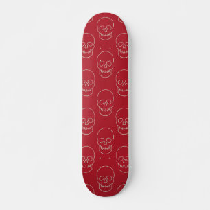Skateboard Crâne - Rouge Sang et Blanc Os