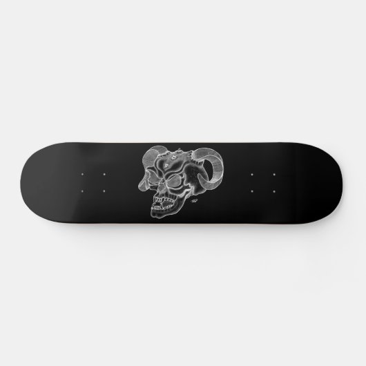 Skateboard Crâne - Teufelschädel schwarz weiß Zeichnung (Horz)