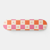 Skateboard Crânes de tableau de bord en rose, orange et crème (Horz)