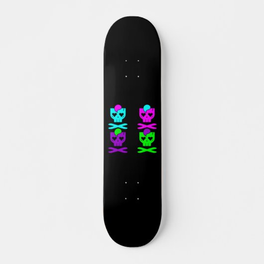 SKATEBOARD CRÂNES DEATHROCK KAWAII MULTICOLORE (Devant)