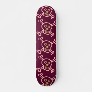 SKATEBOARD CRÂNES ET OSSEMENTS ROSES FILLE PLANCHES À ROULETT