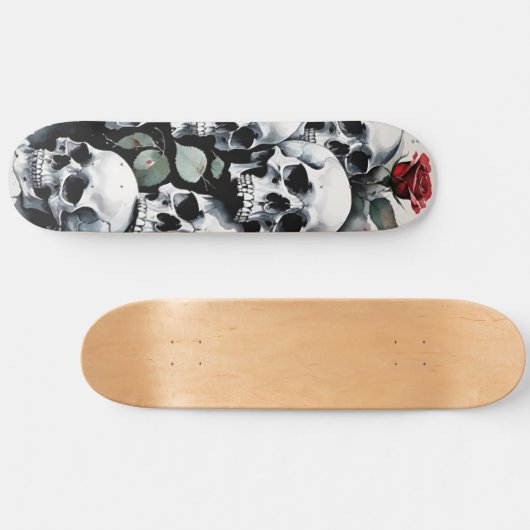 Skateboard Crânes et Roses (Horz)