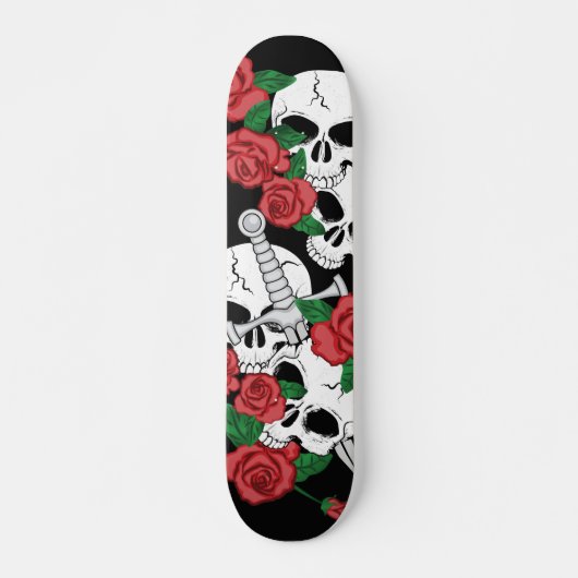 Skateboard Crânes et roses (Devant)