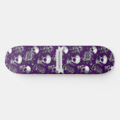 Skateboard Crânes Et Roses Nom Gothique Violet (Horz)