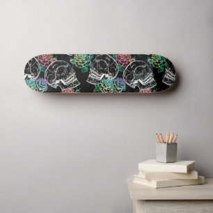 Skateboard Crânes et Roses Ombre   Gothique Glam Pastel Grung
